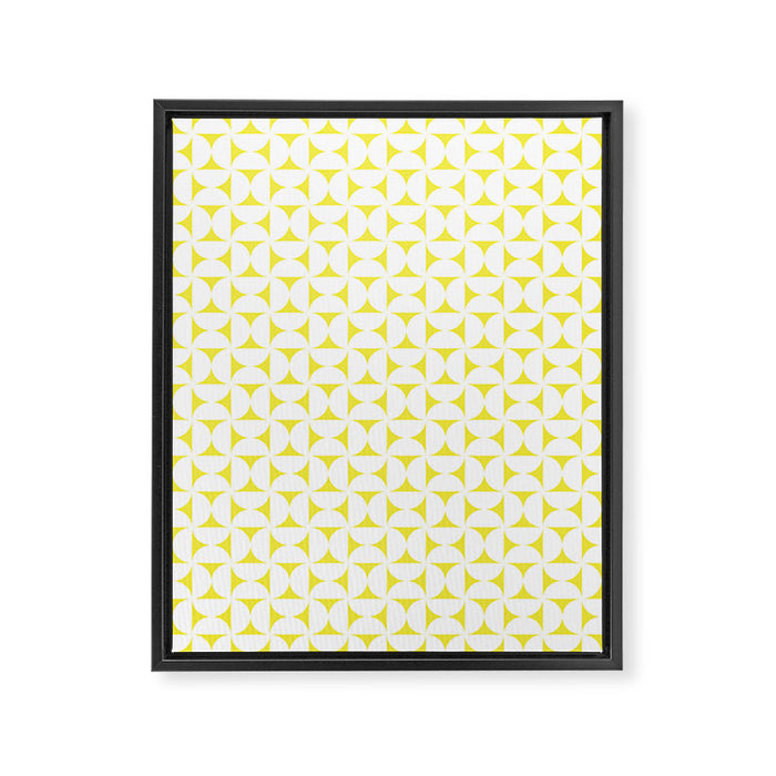 Patterned Geometric Shapes CLVII White and Bright Yellow Framed Canvas Print Gallery Image 1