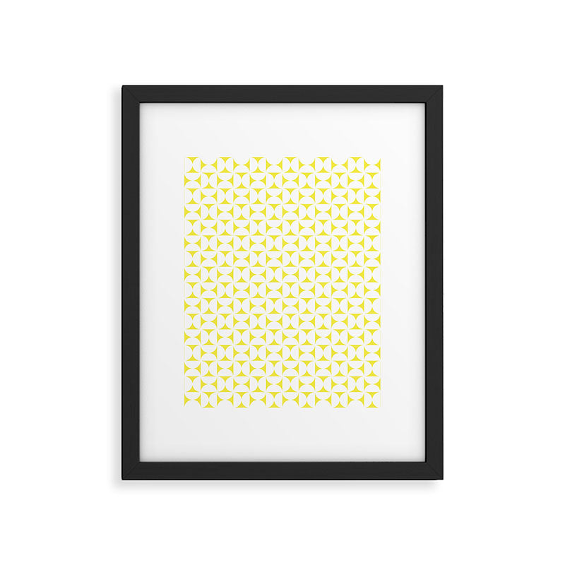 Patterned Geometric Shapes CLVII White and Bright Yellow Framed Art Print Gallery Image 6