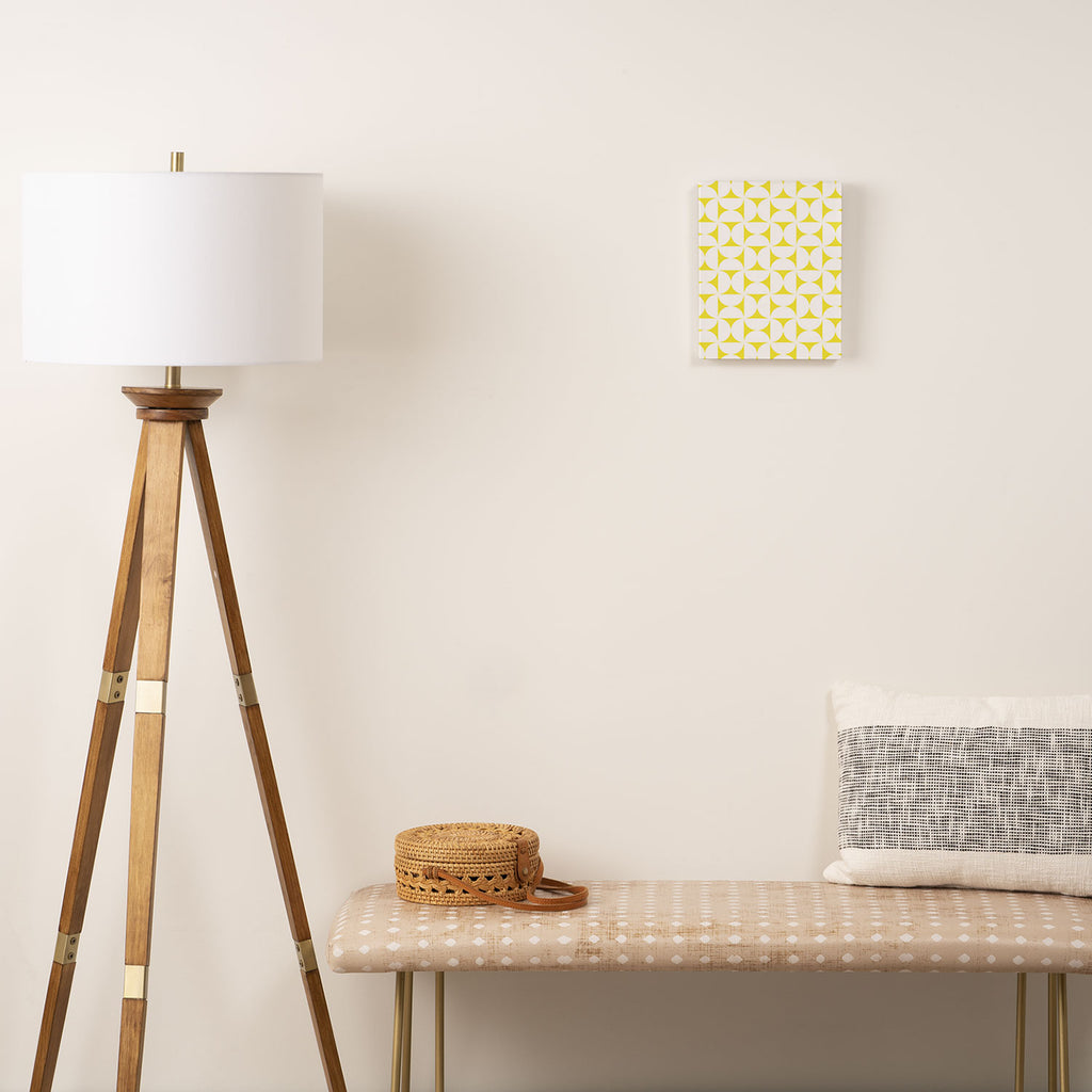 Patterned Geometric Shapes CLVIII White and Bright Yellow Canvas Print Gallery Image 2