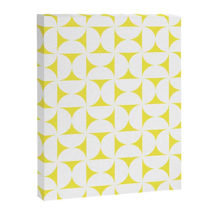 Patterned Geometric Shapes CLVIII White and Bright Yellow Canvas Print Gallery Image 1