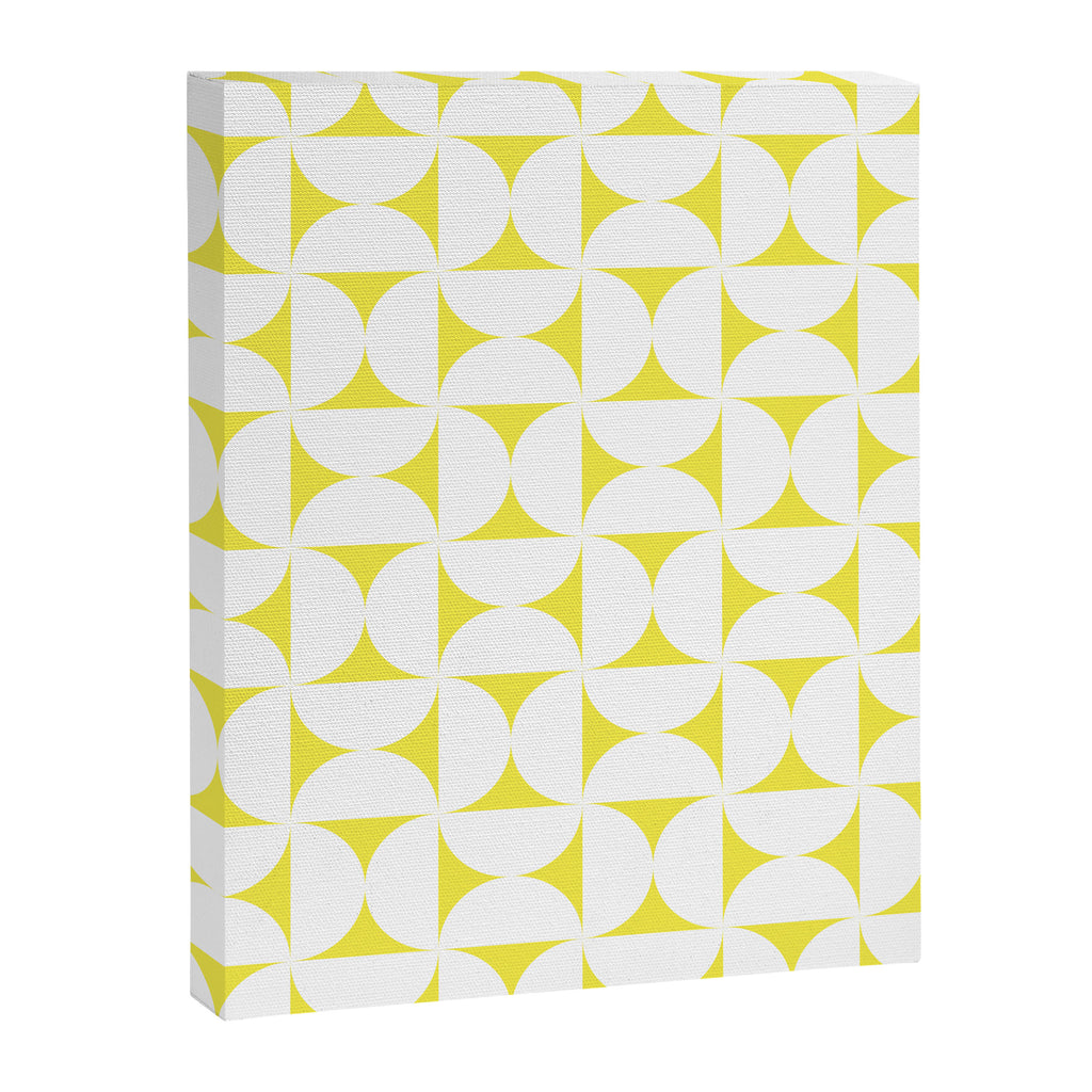 Patterned Geometric Shapes CLVIII White and Bright Yellow Canvas Print Gallery Image 8