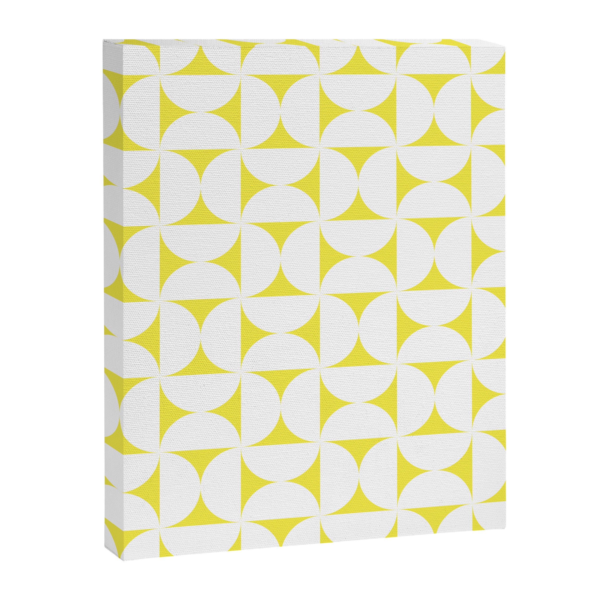 Patterned Geometric Shapes CLVIII White and Bright Yellow Canvas Print Gallery Image 8