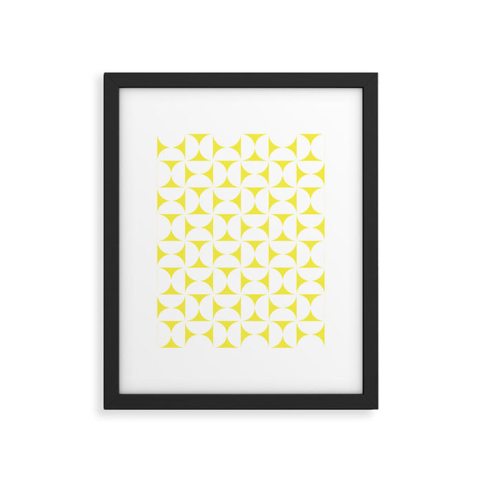 Patterned Geometric Shapes CLVIII White and Bright Yellow Framed Art Print Gallery Image 1