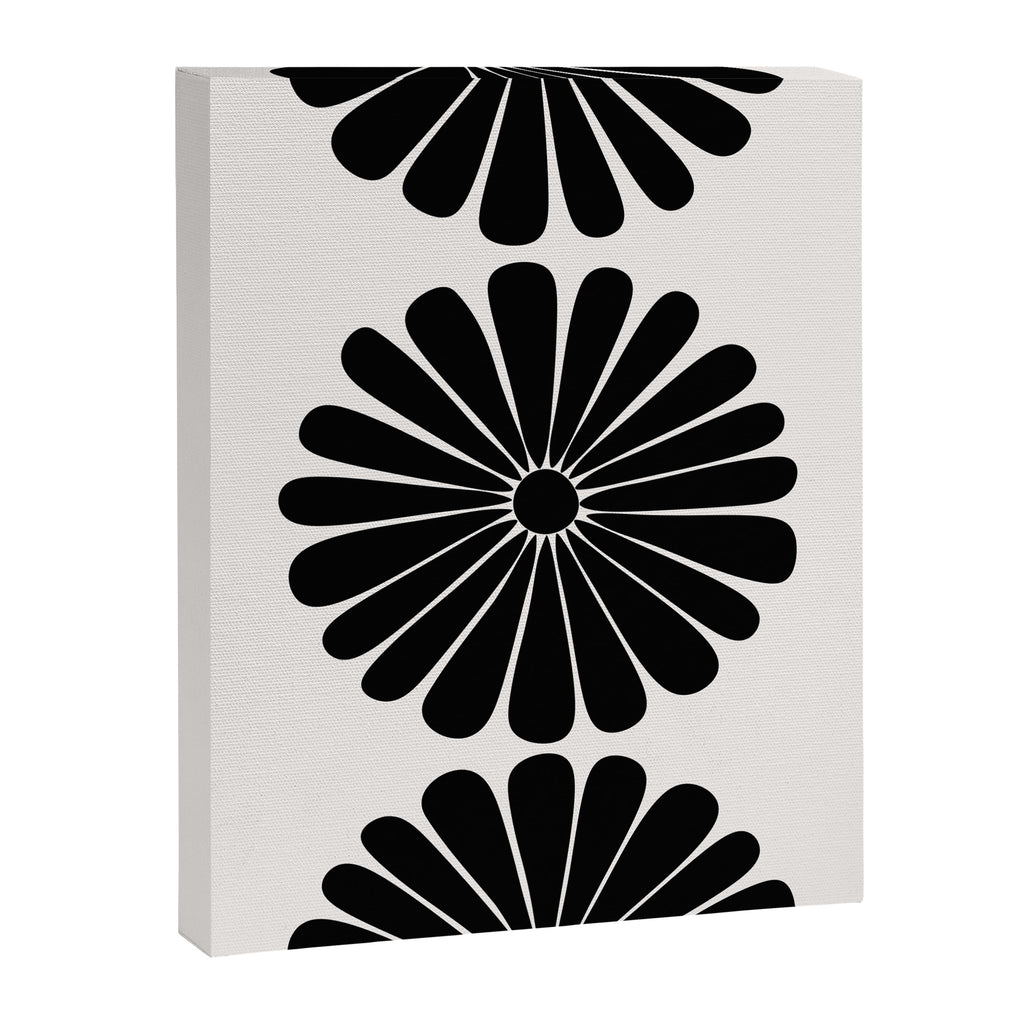 Retro Daisy Abstract I Black and White Bold Floral Canvas Print Gallery Image 6