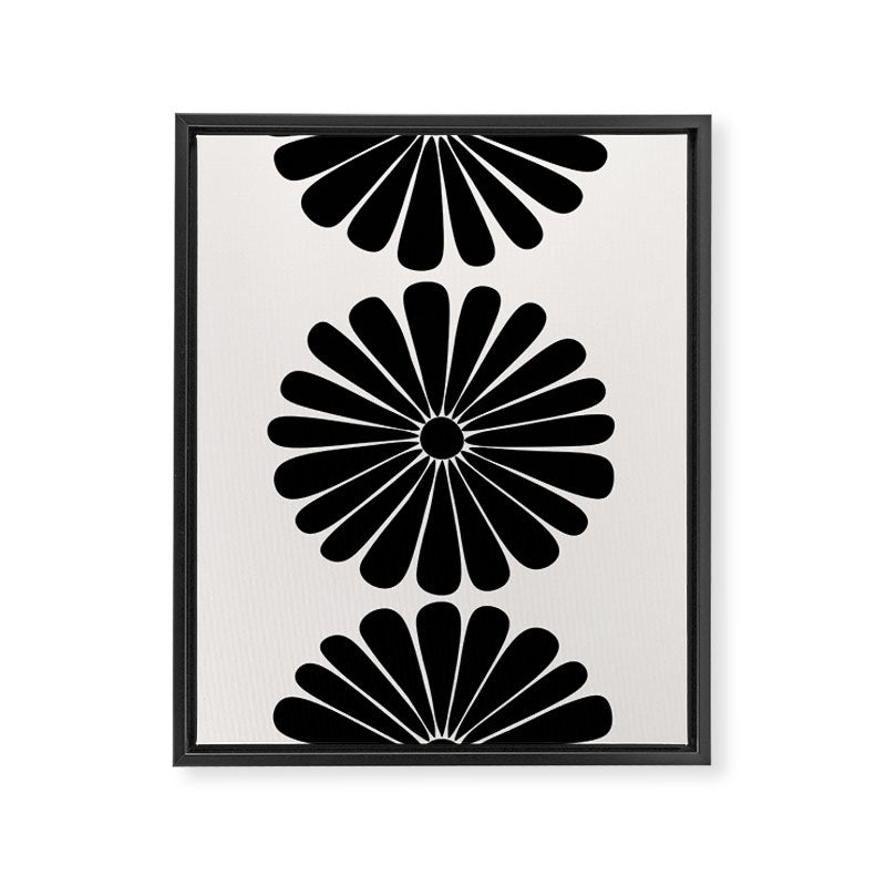 Retro Daisy Abstract I Black and White Bold Floral Framed Canvas Print Gallery Image 6