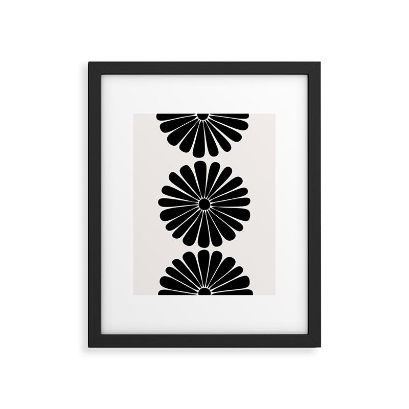 Retro Daisy Abstract I Black and White Bold Floral Framed Art Print Gallery Image 5