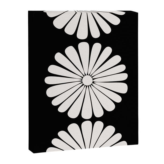 Retro Daisy Abstract II Black and White Bold Floral Canvas Print Gallery Image 1