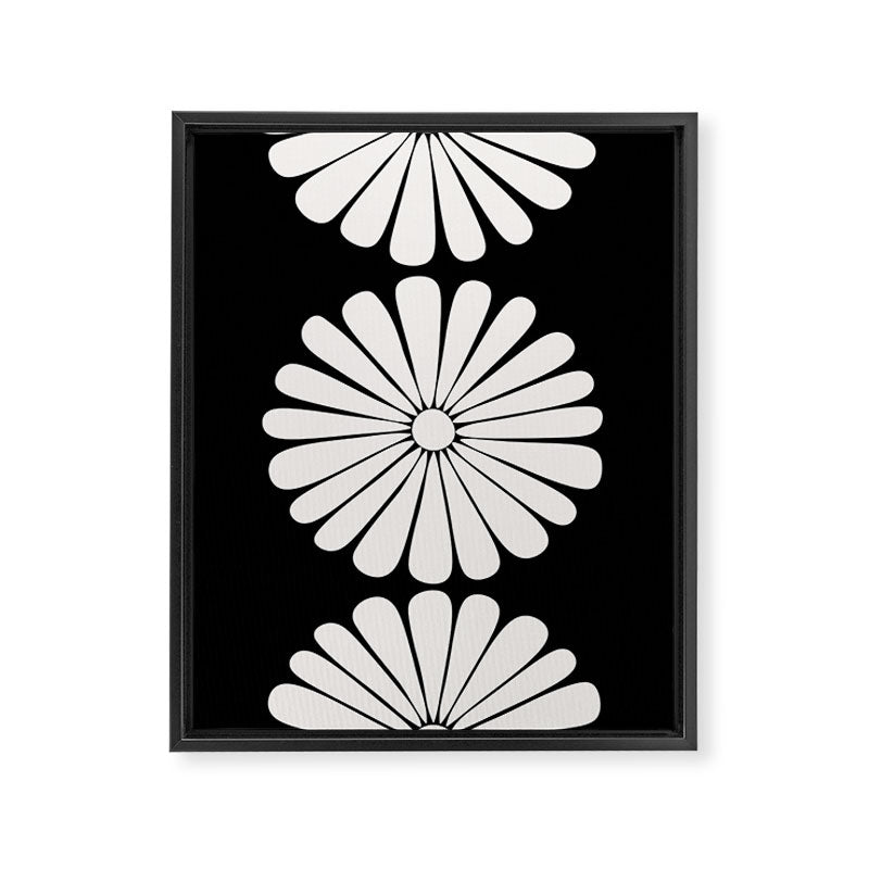 Retro Daisy Abstract II Black and White Bold Floral Framed Canvas Print Gallery Image 6