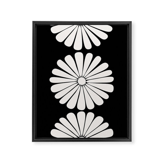 Retro Daisy Abstract II Black and White Bold Floral Framed Canvas Print Gallery Image 1