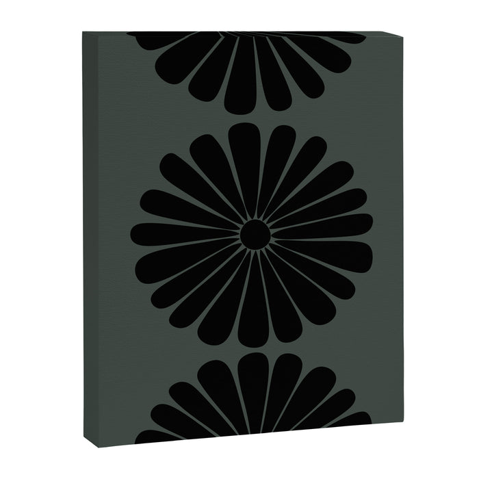 Retro Daisy Abstract IX Earthy Green Bold Floral Canvas Print Gallery Image 1