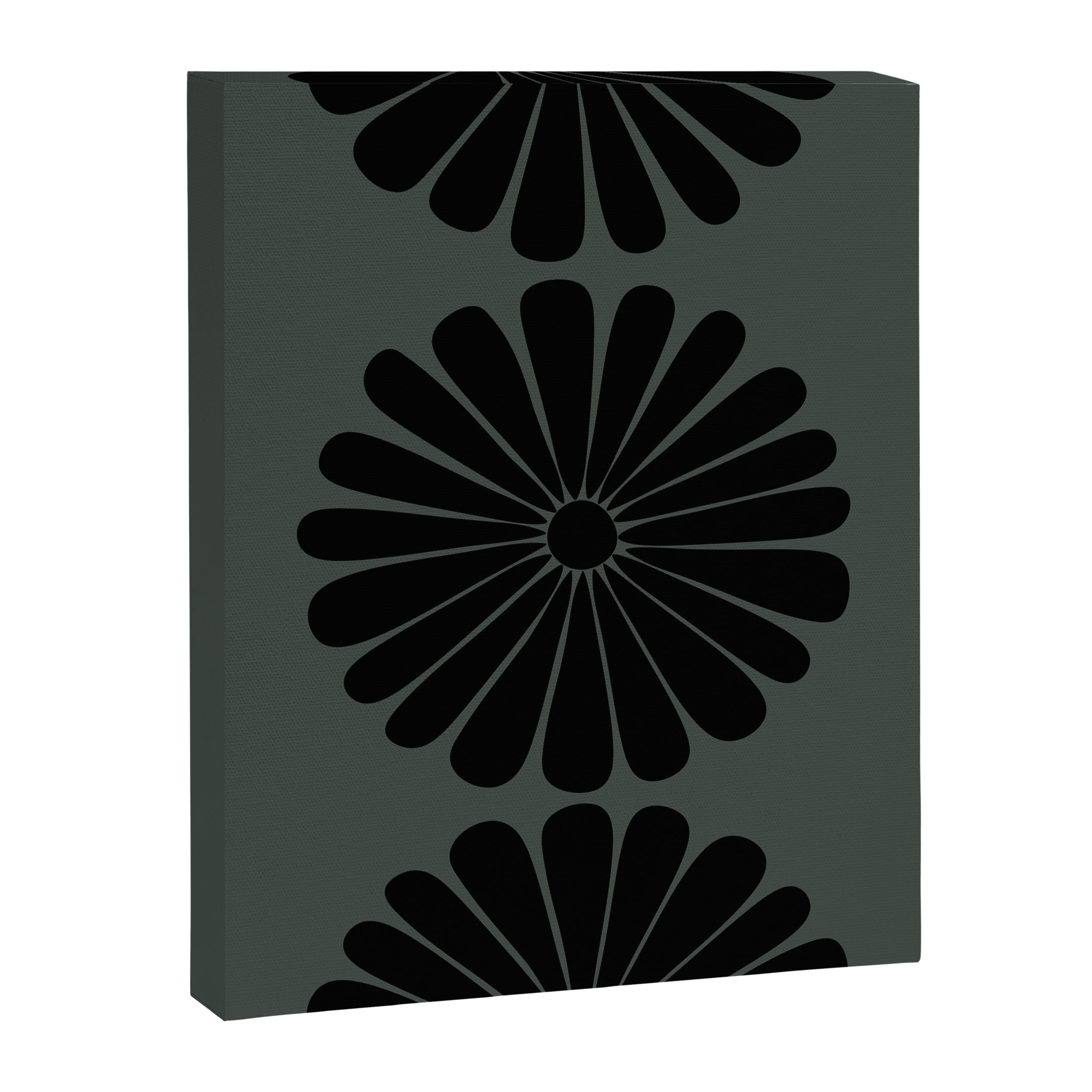 Retro Daisy Abstract IX Earthy Green Bold Floral Canvas Print Gallery Image 6