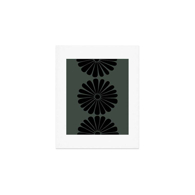 Retro Daisy Abstract IX Earthy Green Bold Floral Art Print Gallery Image 1