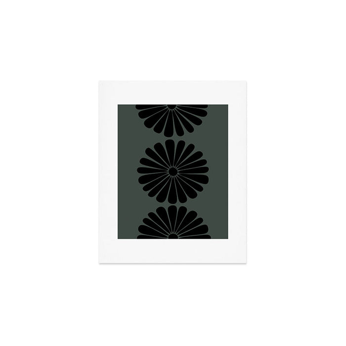 Retro Daisy Abstract IX Earthy Green Bold Floral Art Print Gallery Image 1