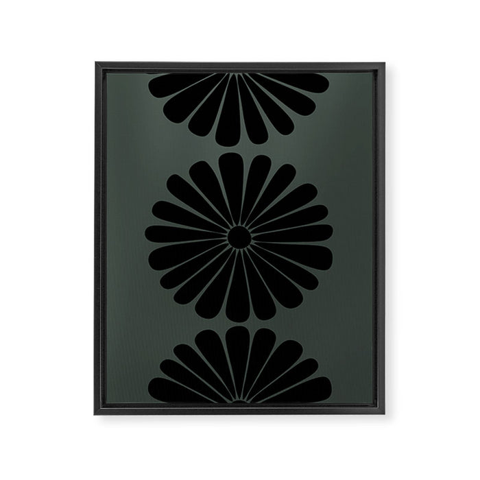 Retro Daisy Abstract IX Earthy Green Bold Floral Framed Canvas Print Gallery Image 1