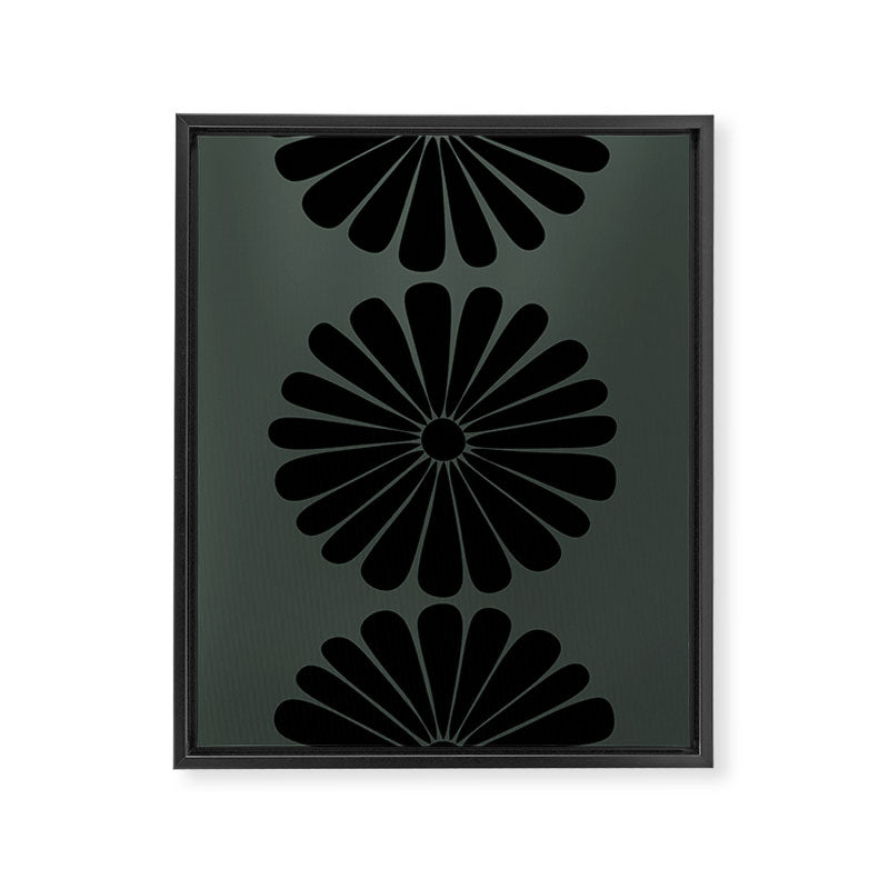 Retro Daisy Abstract IX Earthy Green Bold Floral Framed Canvas Print Gallery Image 6