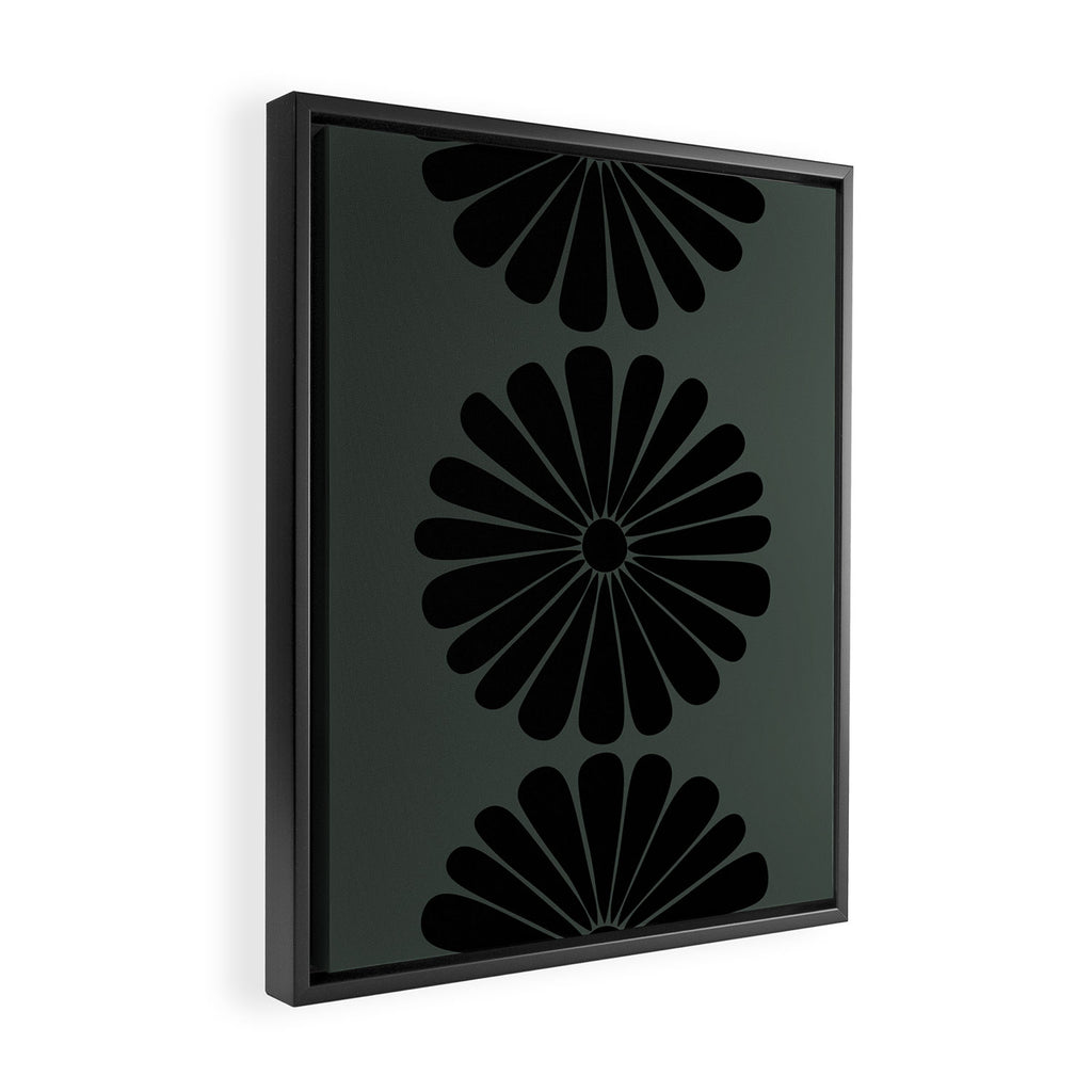 Retro Daisy Abstract IX Earthy Green Bold Floral Framed Canvas Print Gallery Image 2