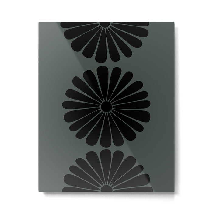 Retro Daisy Abstract IX Earthy Green Bold Floral Metal Print Gallery Image 1