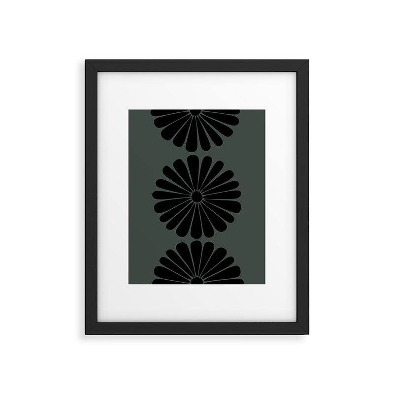 Retro Daisy Abstract IX Earthy Green Bold Floral Framed Art Print Gallery Image 5