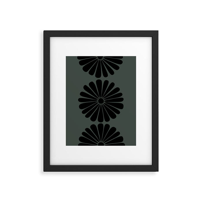 Retro Daisy Abstract IX Earthy Green Bold Floral Framed Art Print Gallery Image 1