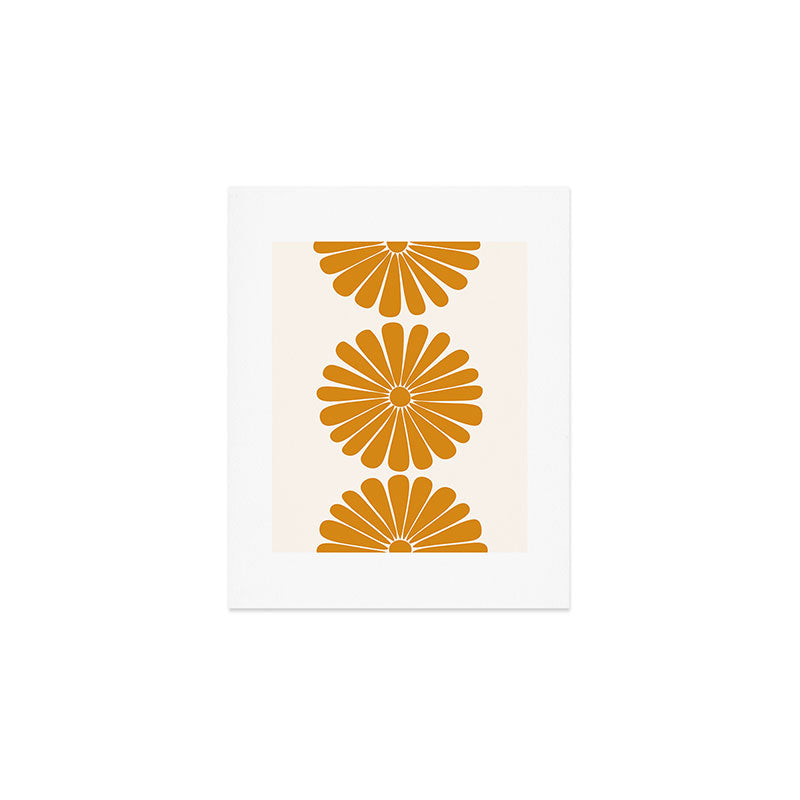 Retro Daisy Abstract V Golden Yellow Bold Floral Art Print Gallery Image 1