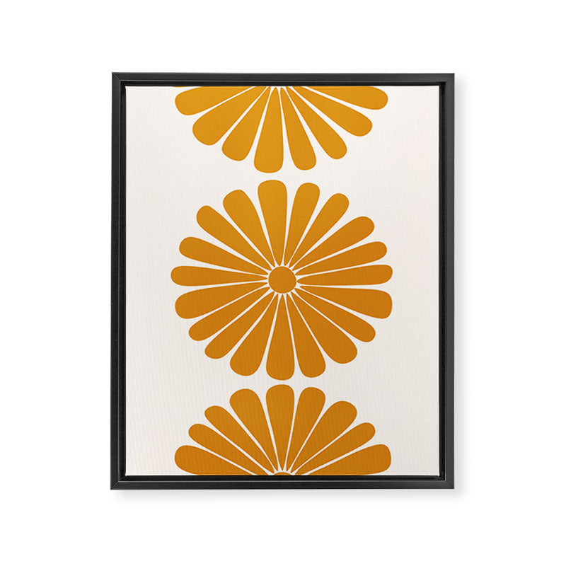 Retro Daisy Abstract V Golden Yellow Bold Floral Framed Canvas Print Gallery Image 6