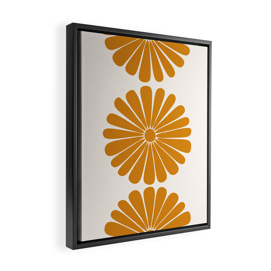 Retro Daisy Abstract V Golden Yellow Bold Floral Framed Canvas Print Gallery Image 2