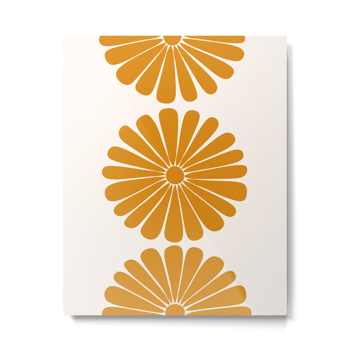 Retro Daisy Abstract V Golden Yellow Bold Floral Metal Print Gallery Image 1
