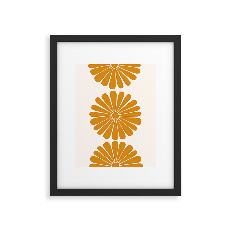 Retro Daisy Abstract V Golden Yellow Bold Floral Framed Art Print Gallery Image 5