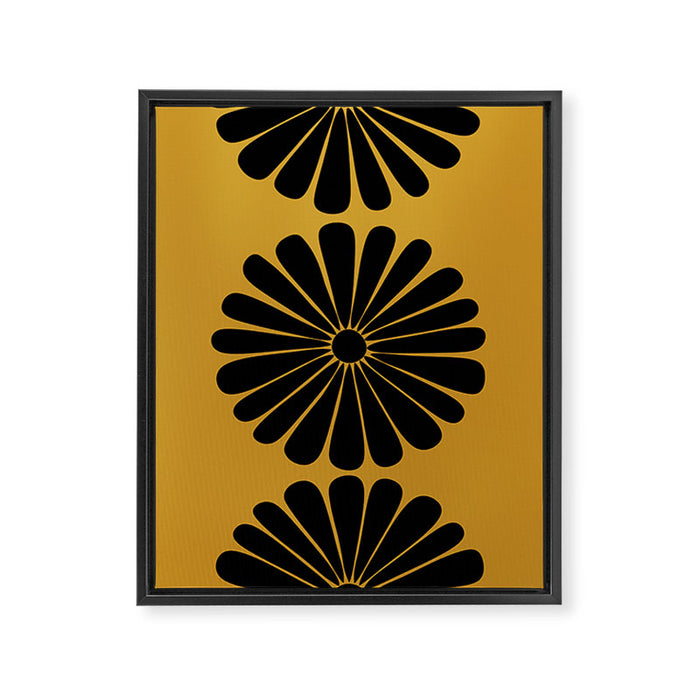 Retro Daisy Abstract VIII Golden Yellow Bold Floral Framed Canvas Print Gallery Image 1