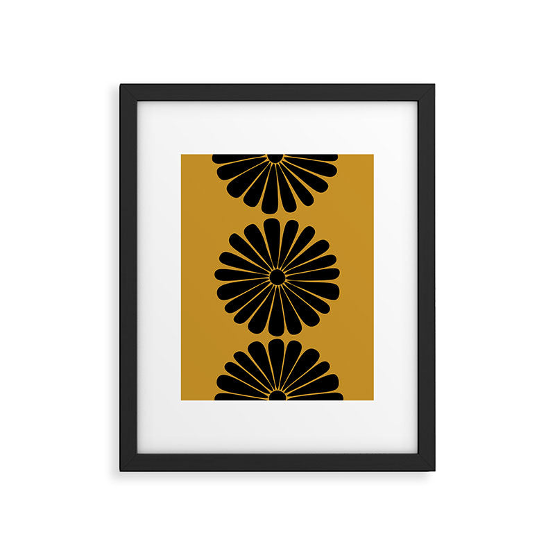Retro Daisy Abstract VIII Golden Yellow Bold Floral Framed Art Print Gallery Image 5