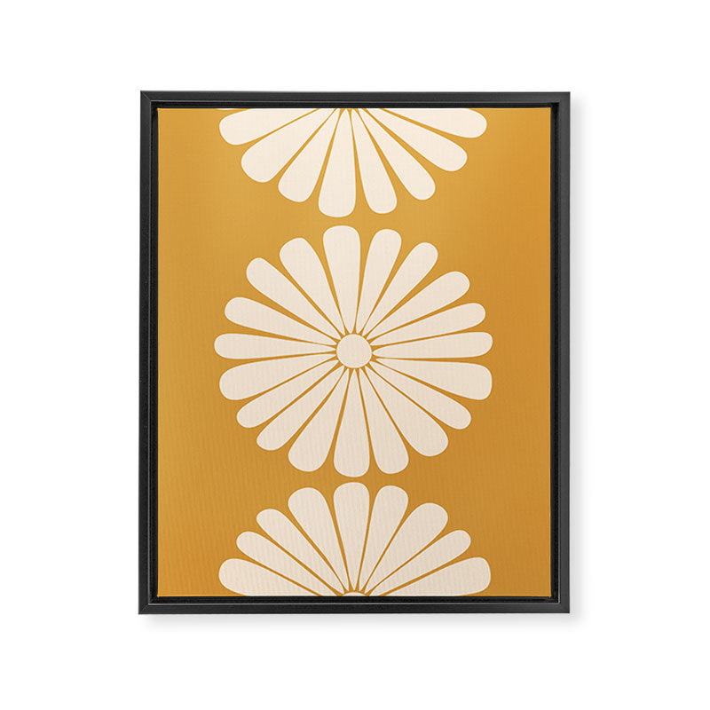 Retro Daisy Abstract XVIII Golden Orange Bold Floral Framed Canvas Print Gallery Image 6
