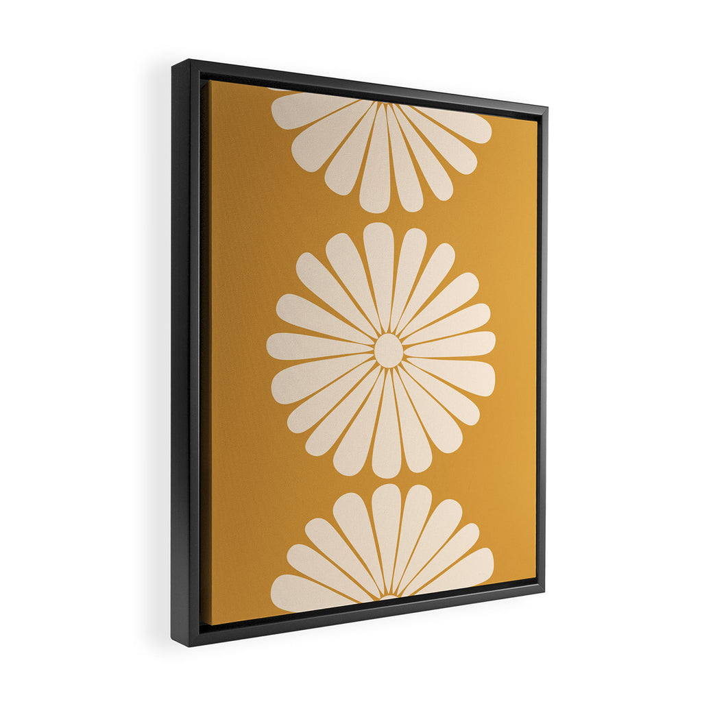 Retro Daisy Abstract XVIII Golden Orange Bold Floral Framed Canvas Print Gallery Image 2