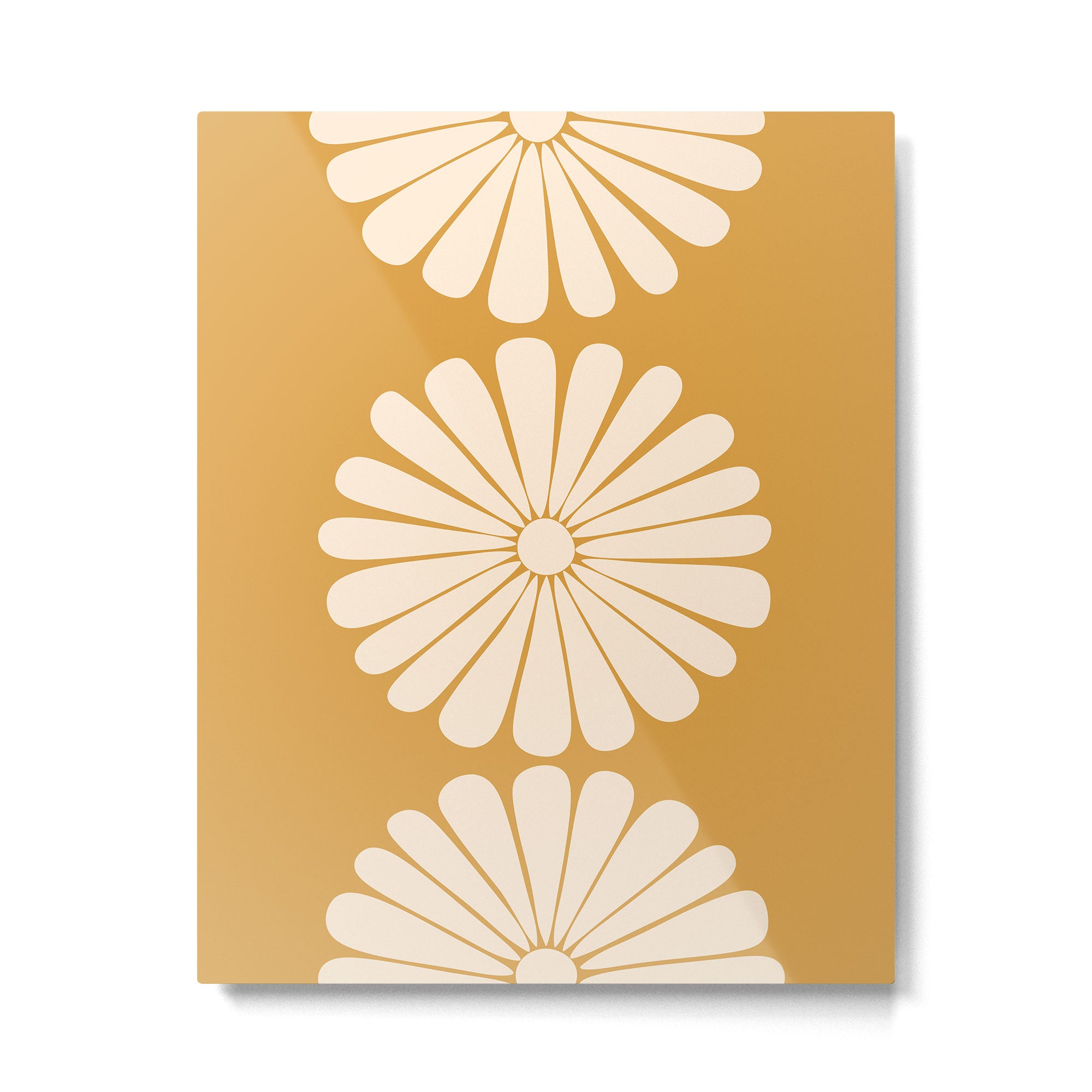Retro Daisy Abstract XVIII Golden Orange Bold Floral Metal Print Gallery Image 4