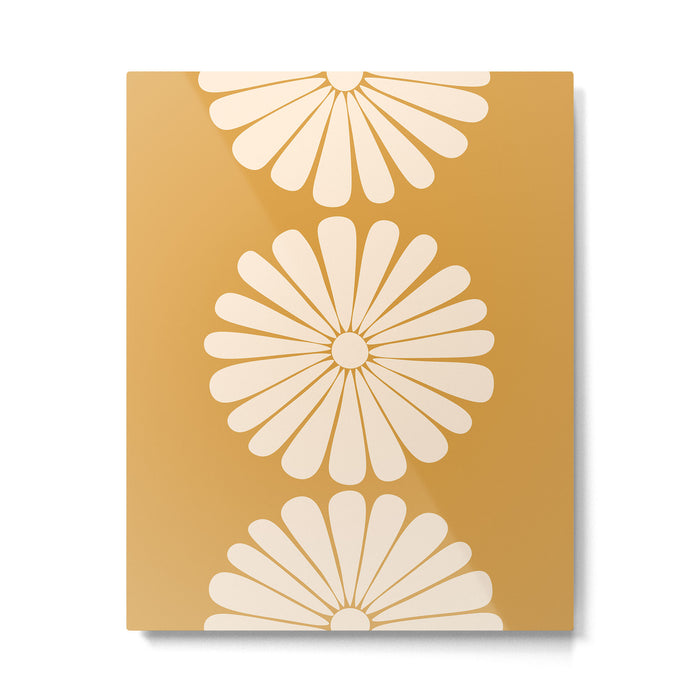 Retro Daisy Abstract XVIII Golden Orange Bold Floral Metal Print Gallery Image 1