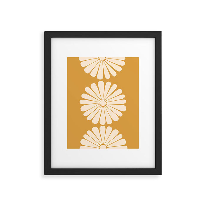 Retro Daisy Abstract XVIII Golden Orange Bold Floral Framed Art Print Gallery Image 1