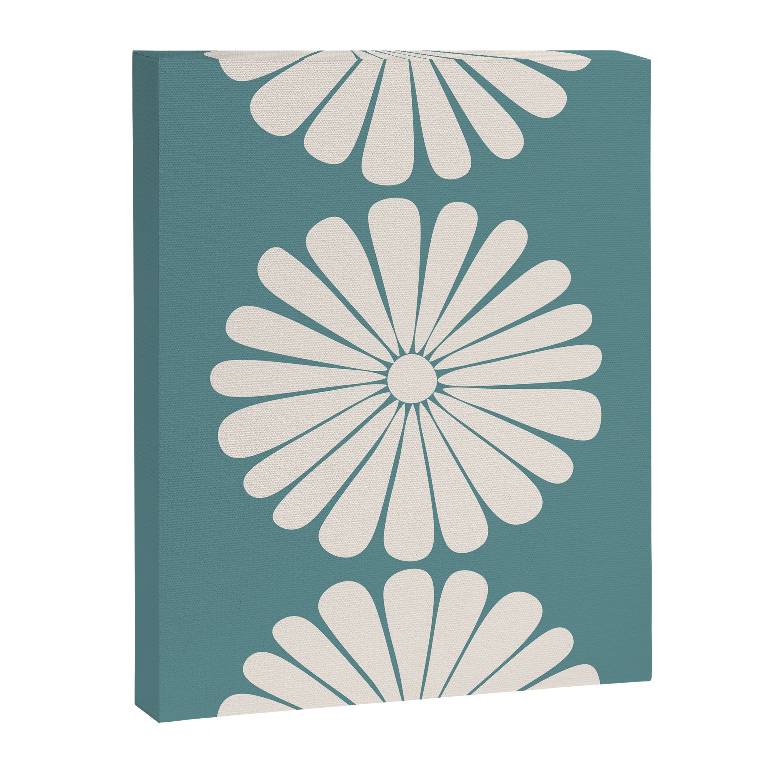 Retro Daisy Abstract XXII Teal Green Bold Floral Canvas Print Gallery Image 6