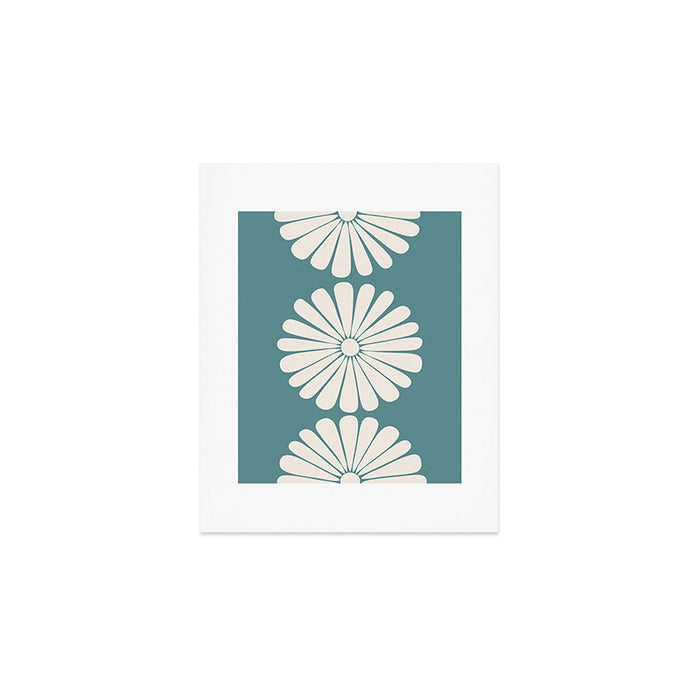 Retro Daisy Abstract XXII Teal Green Bold Floral Art Print Gallery Image 1