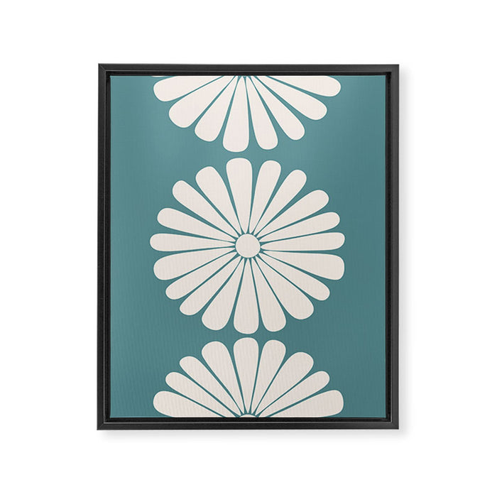 Retro Daisy Abstract XXII Teal Green Bold Floral Framed Canvas Print Gallery Image 1