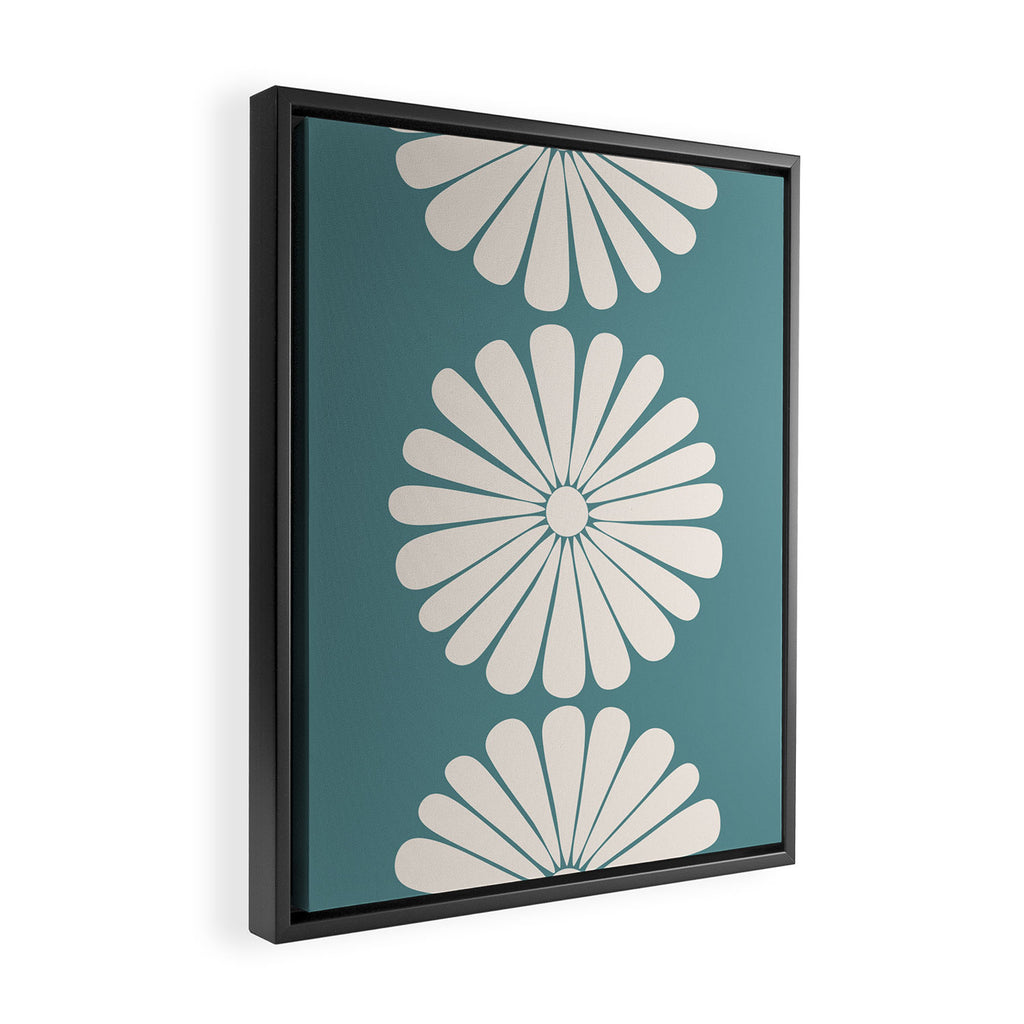 Retro Daisy Abstract XXII Teal Green Bold Floral Framed Canvas Print Gallery Image 2
