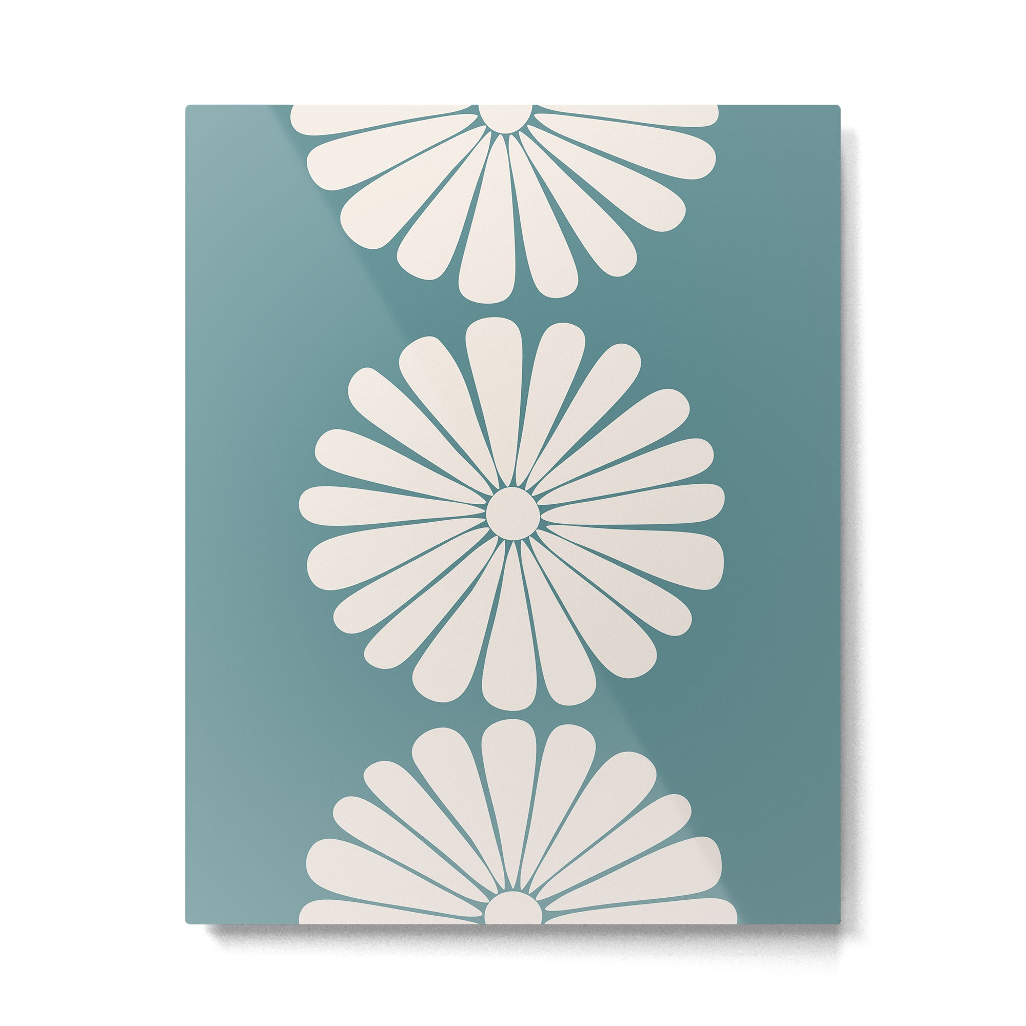 Retro Daisy Abstract XXII Teal Green Bold Floral Metal Print Gallery Image 4