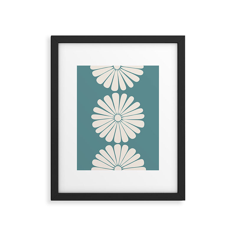 Retro Daisy Abstract XXII Teal Green Bold Floral Framed Art Print Gallery Image 5