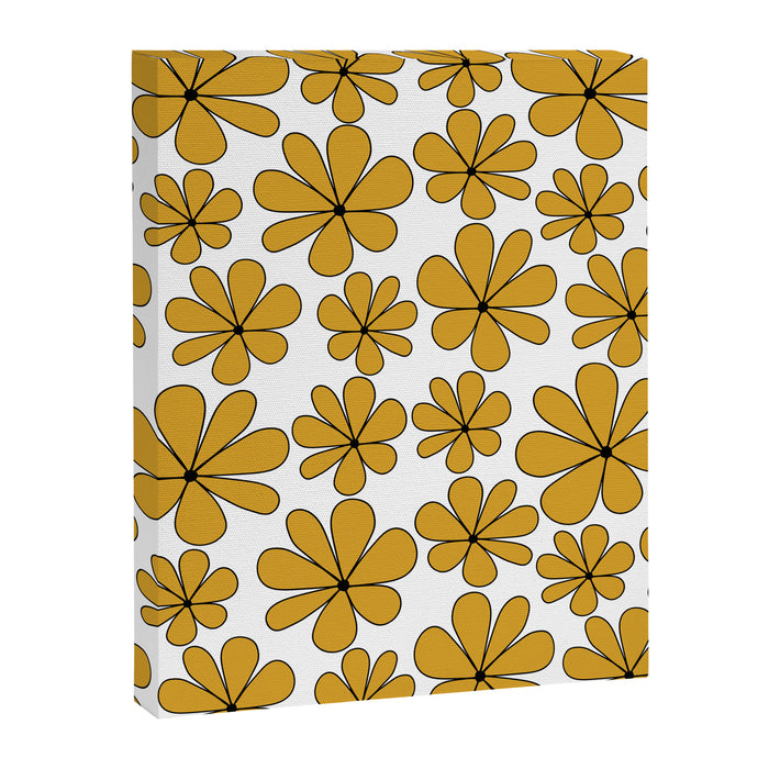 Retro Daisy Pattern II Yellow Canvas Print Gallery Image 1