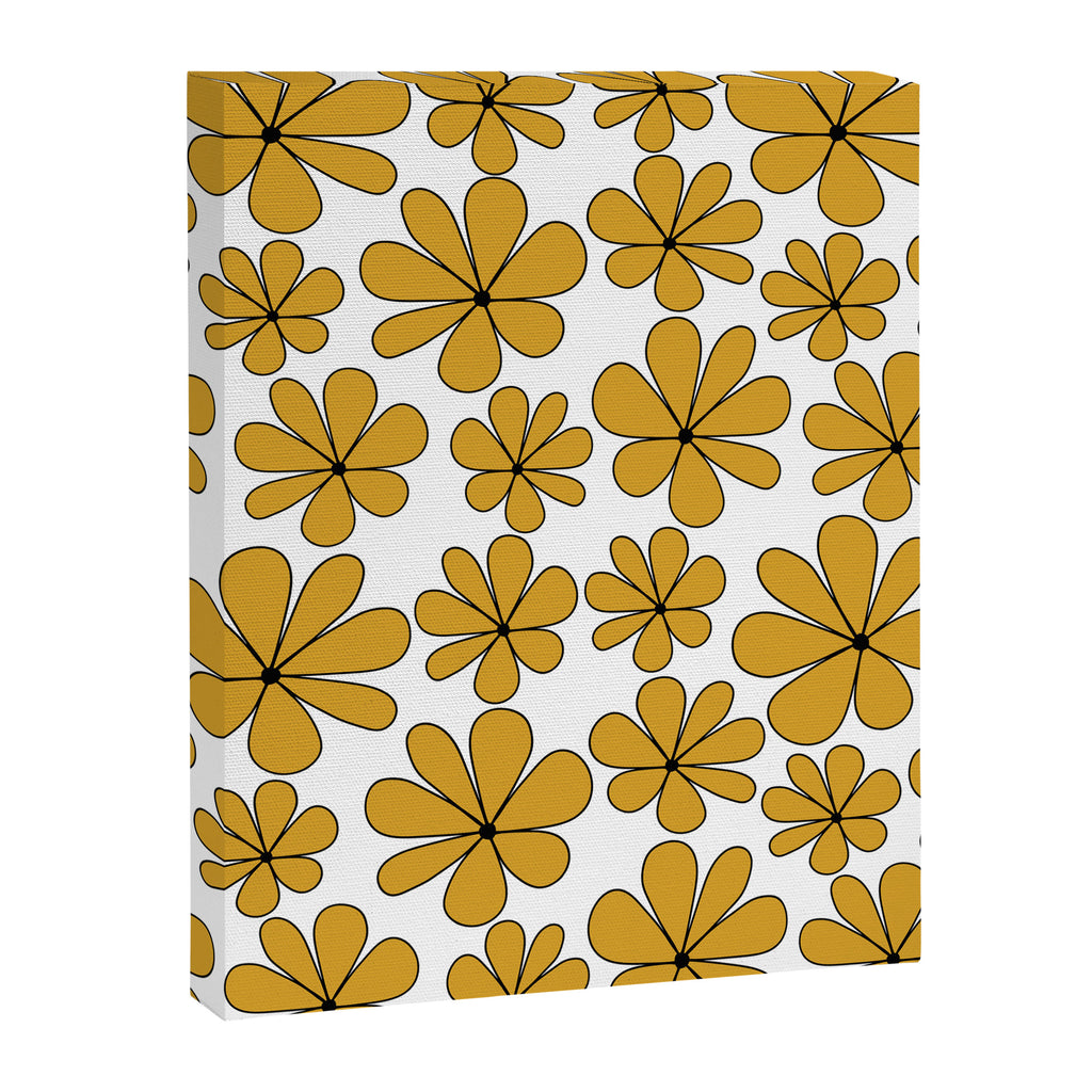 Retro Daisy Pattern II Yellow Canvas Print Gallery Image 8