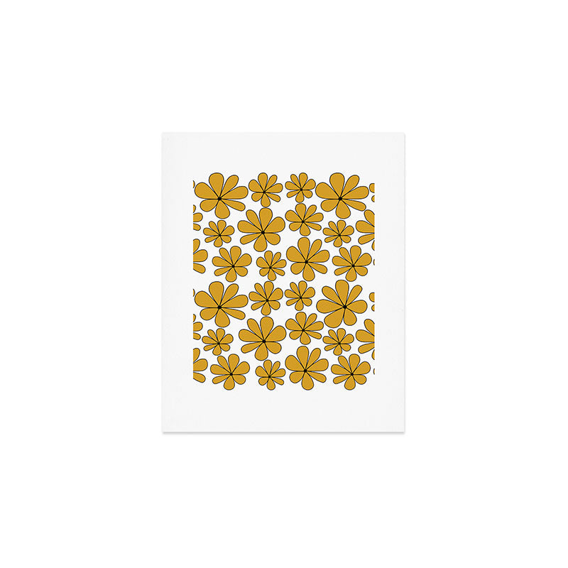 Retro Daisy Pattern II Yellow Art Print Gallery Image 1