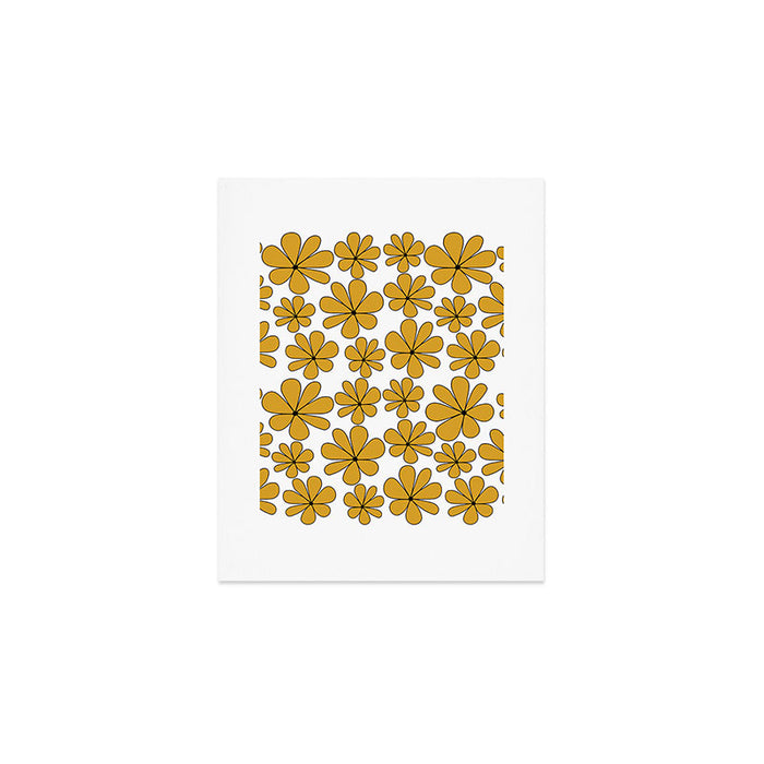 Retro Daisy Pattern II Yellow Art Print Gallery Image 1