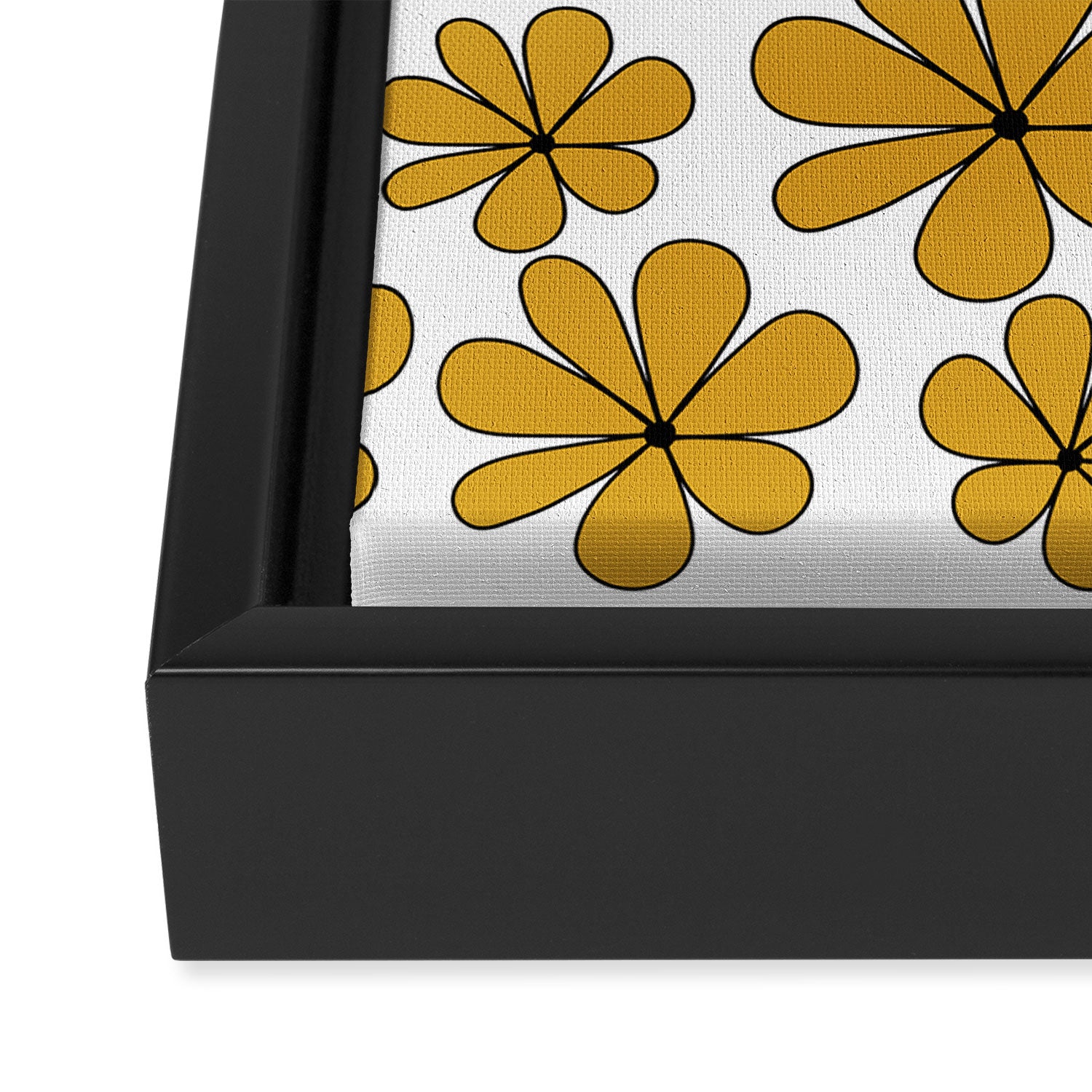Retro Daisy Pattern II Yellow Framed Canvas Print Gallery Image 3