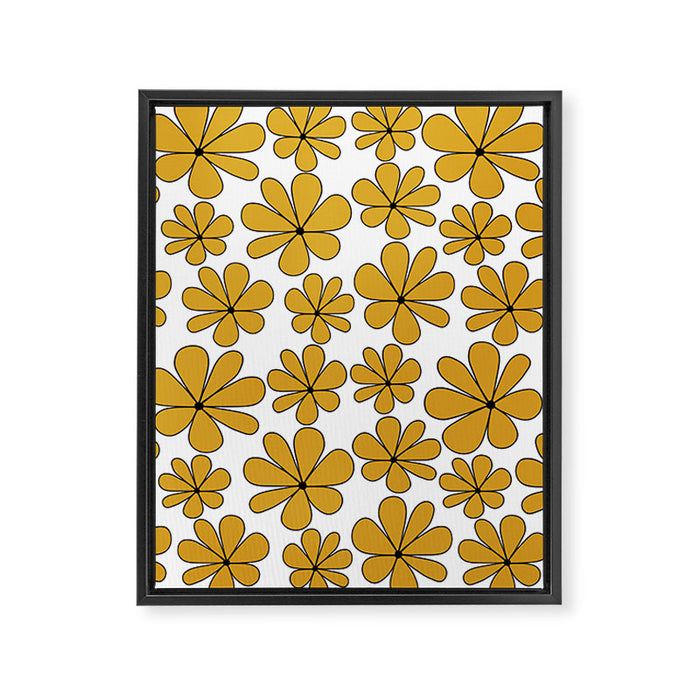 Retro Daisy Pattern II Yellow Framed Canvas Print Gallery Image 1