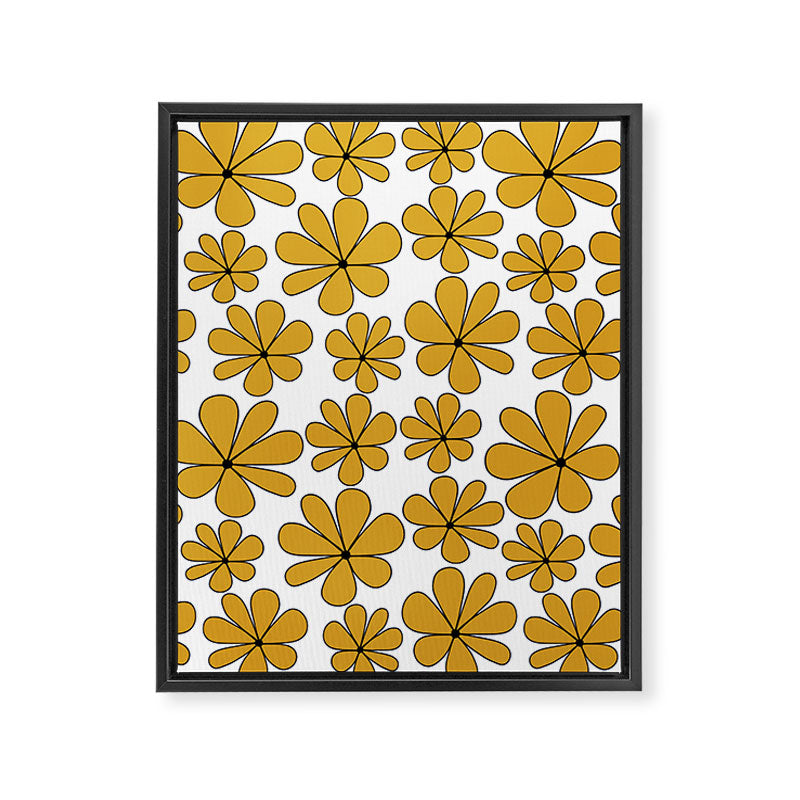 Retro Daisy Pattern II Yellow Framed Canvas Print Gallery Image 8