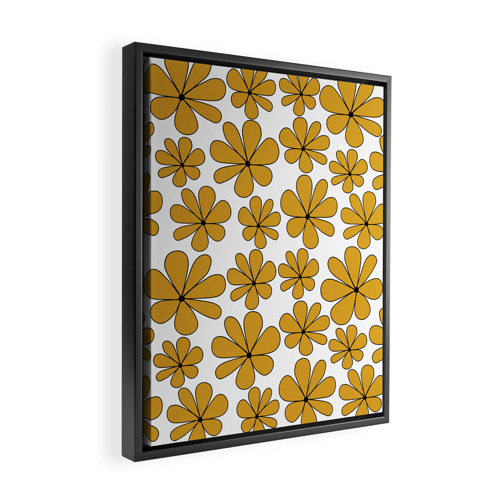 Retro Daisy Pattern II Yellow Framed Canvas Print Gallery Image 2