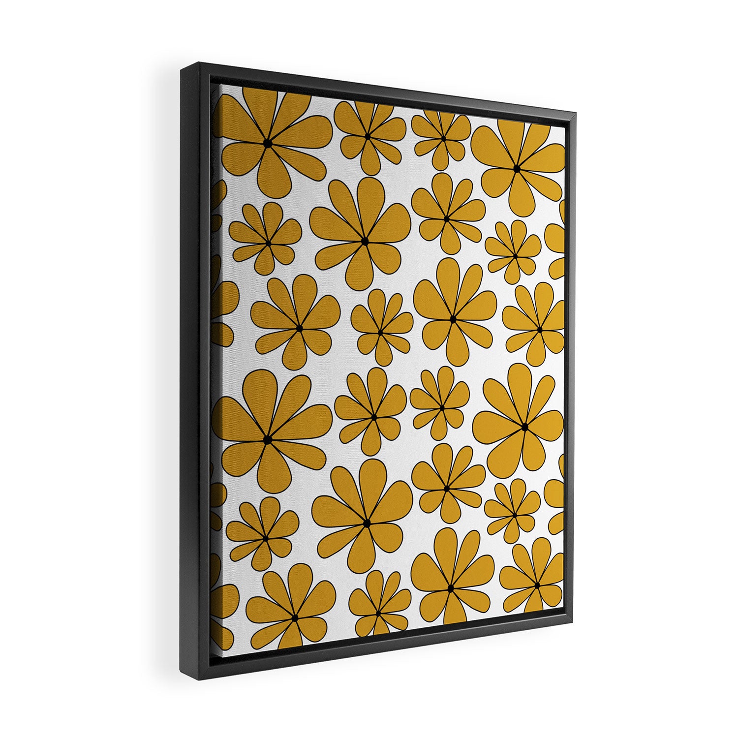 Retro Daisy Pattern II Yellow Framed Canvas Print Gallery Image 2